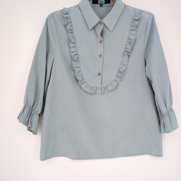 Anthropologie SAMPLE PIECE Eva Franco Pale Blue Women's Blouse Top - Size 6 NWOT - Picture 12 of 13